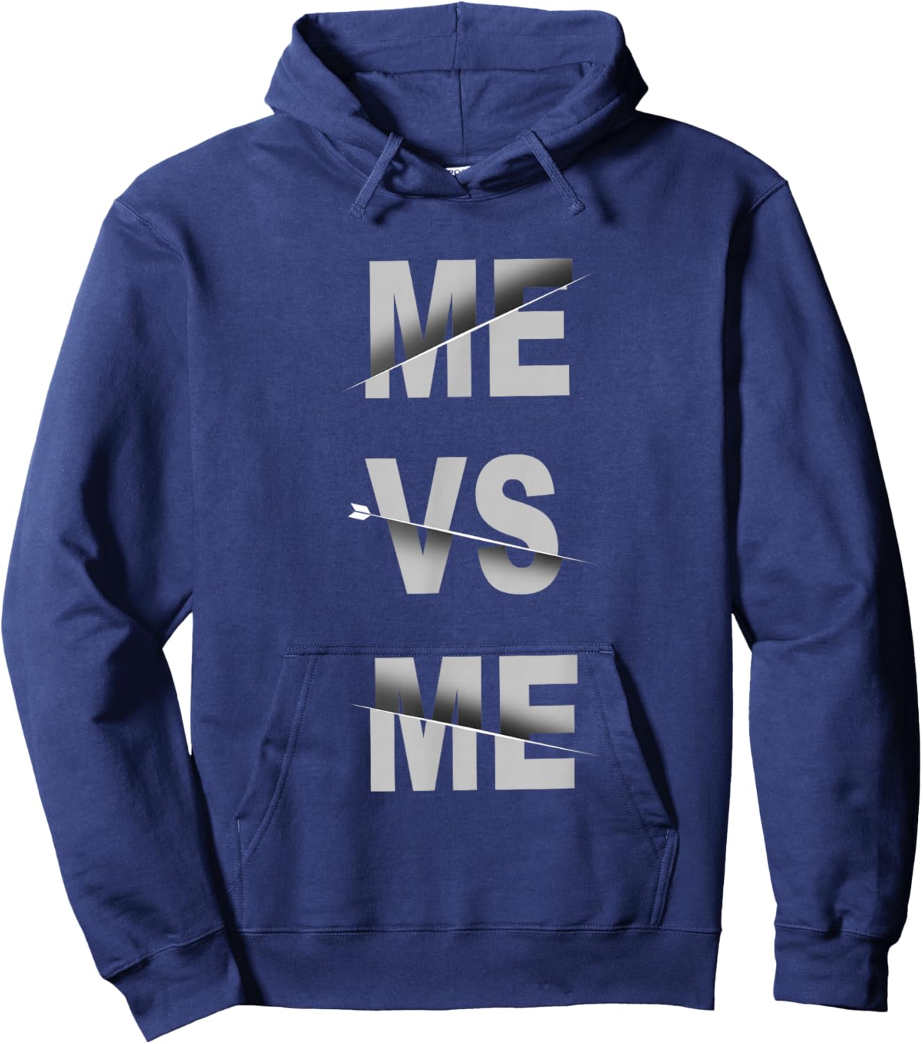 Grey Me-vs-Me Monochrome Color Graphic Hoodie - Hoodie | Navy