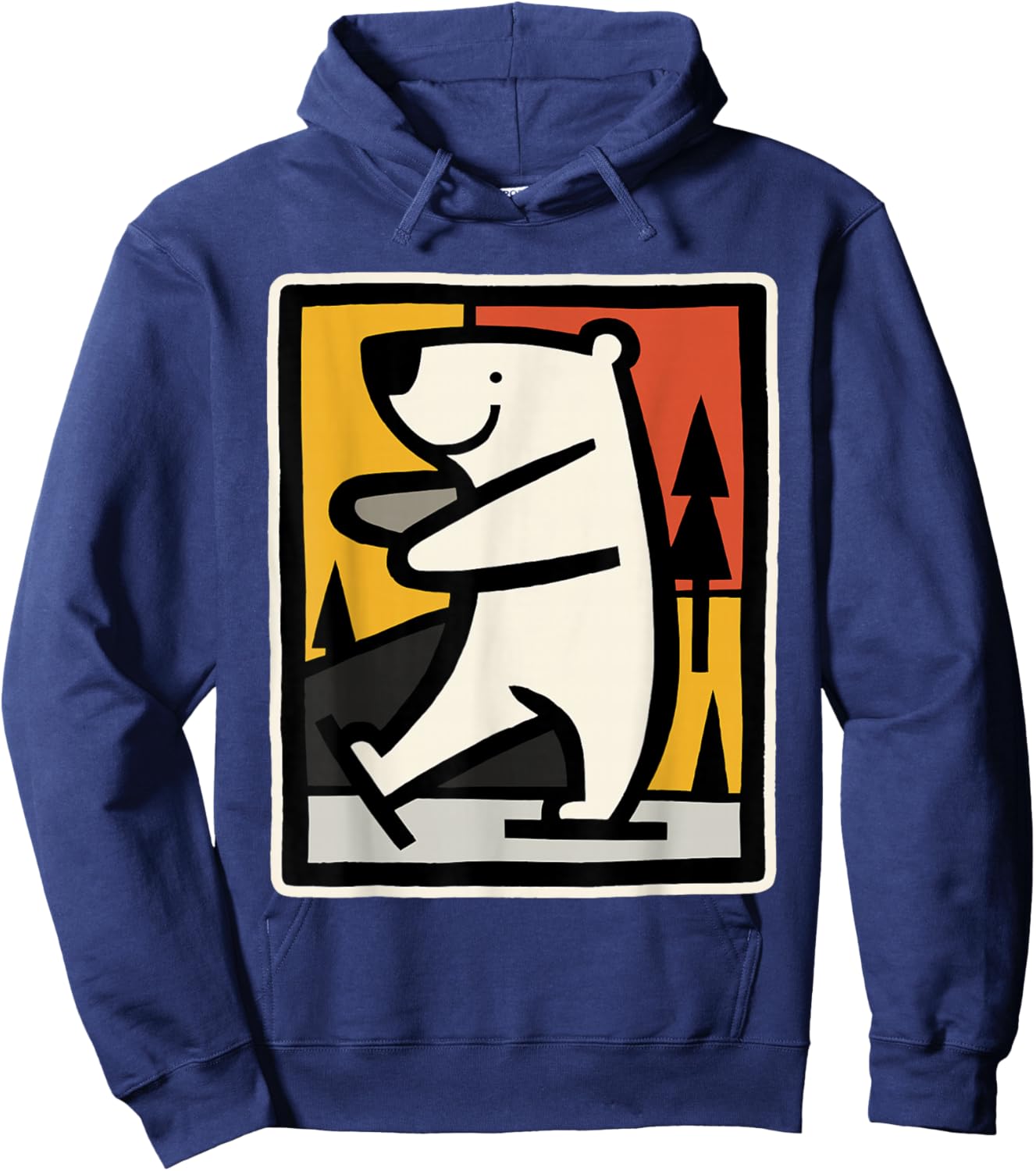 Ice Bear Ice Skating Cartoon Graphic Hoodie - Hoodie | Navy