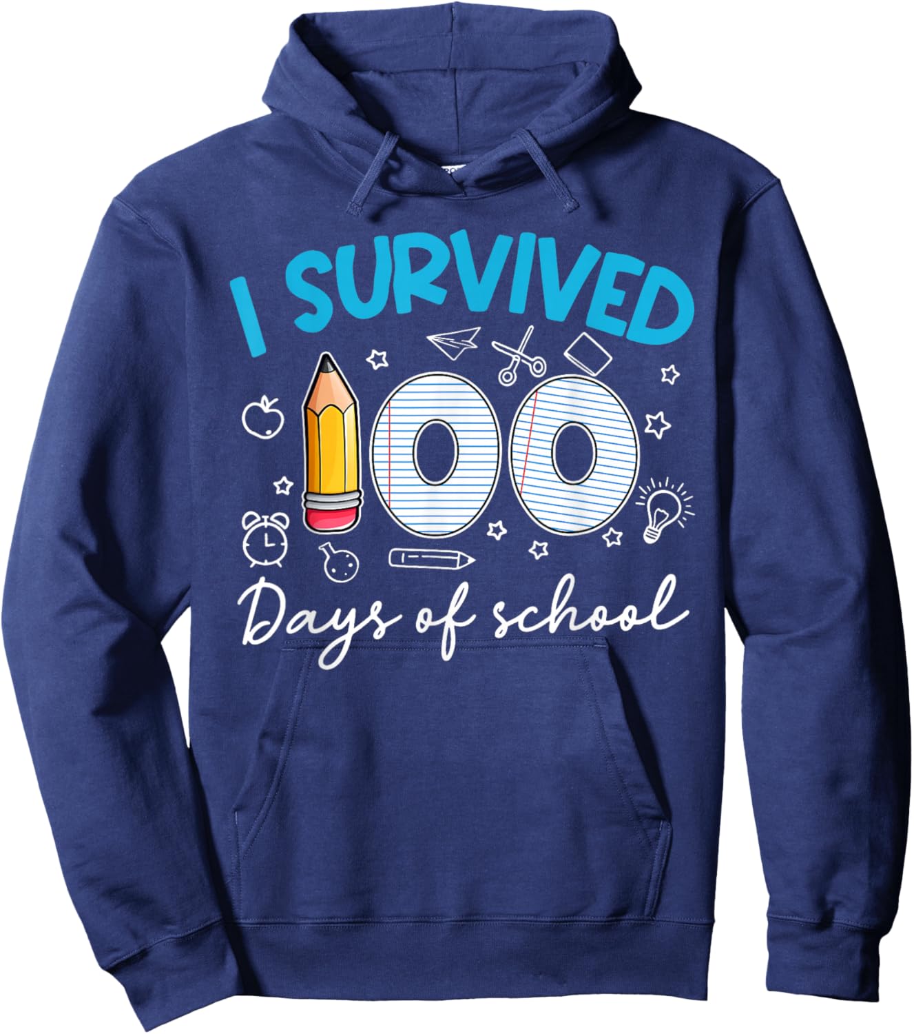 I Survived 100 Days of School Teacher Student Hoodie - Hoodie | Navy