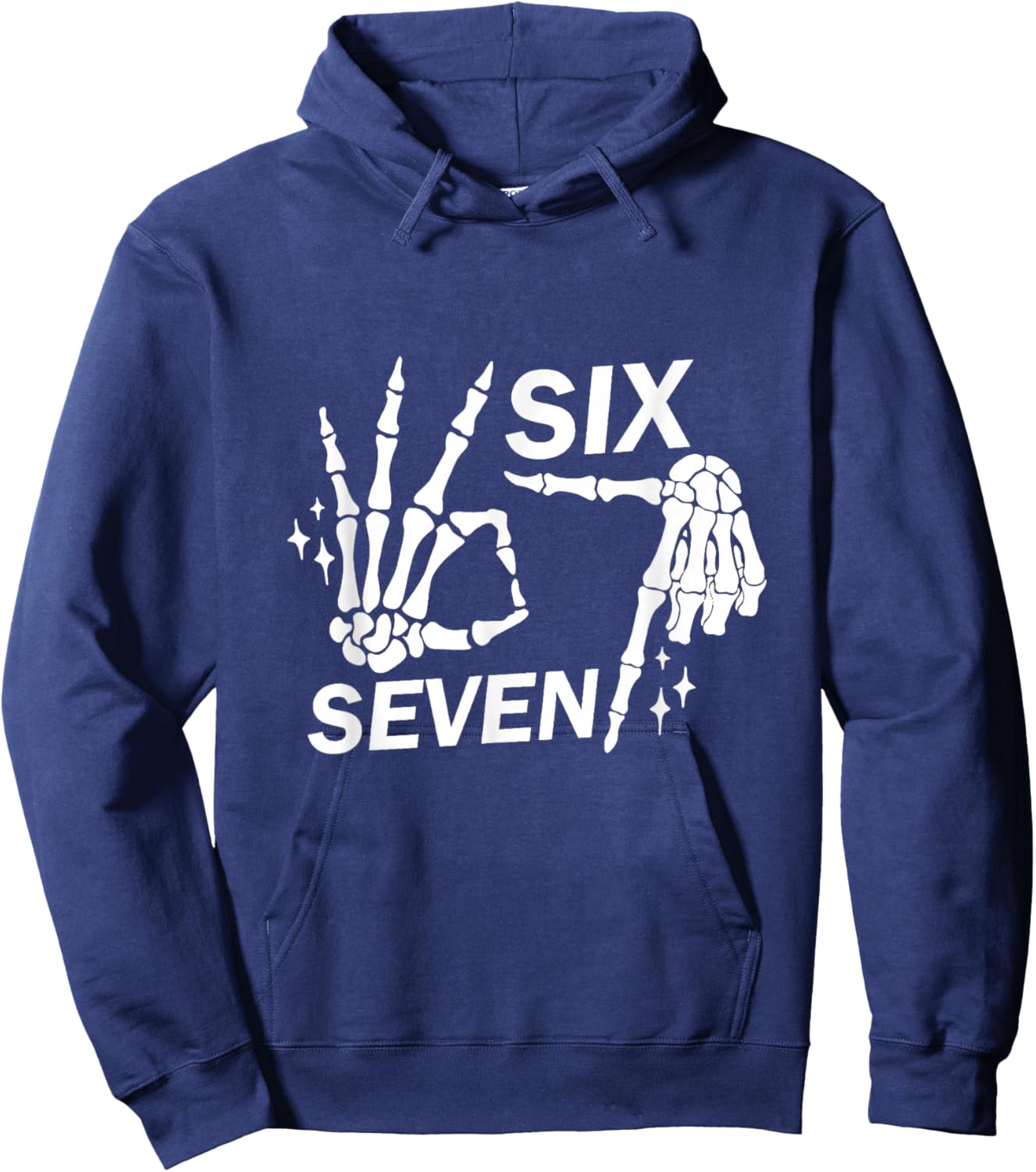 6 7 Funny Skeleton Hands, Funny Halloween Hoodie - Hoodie | Navy