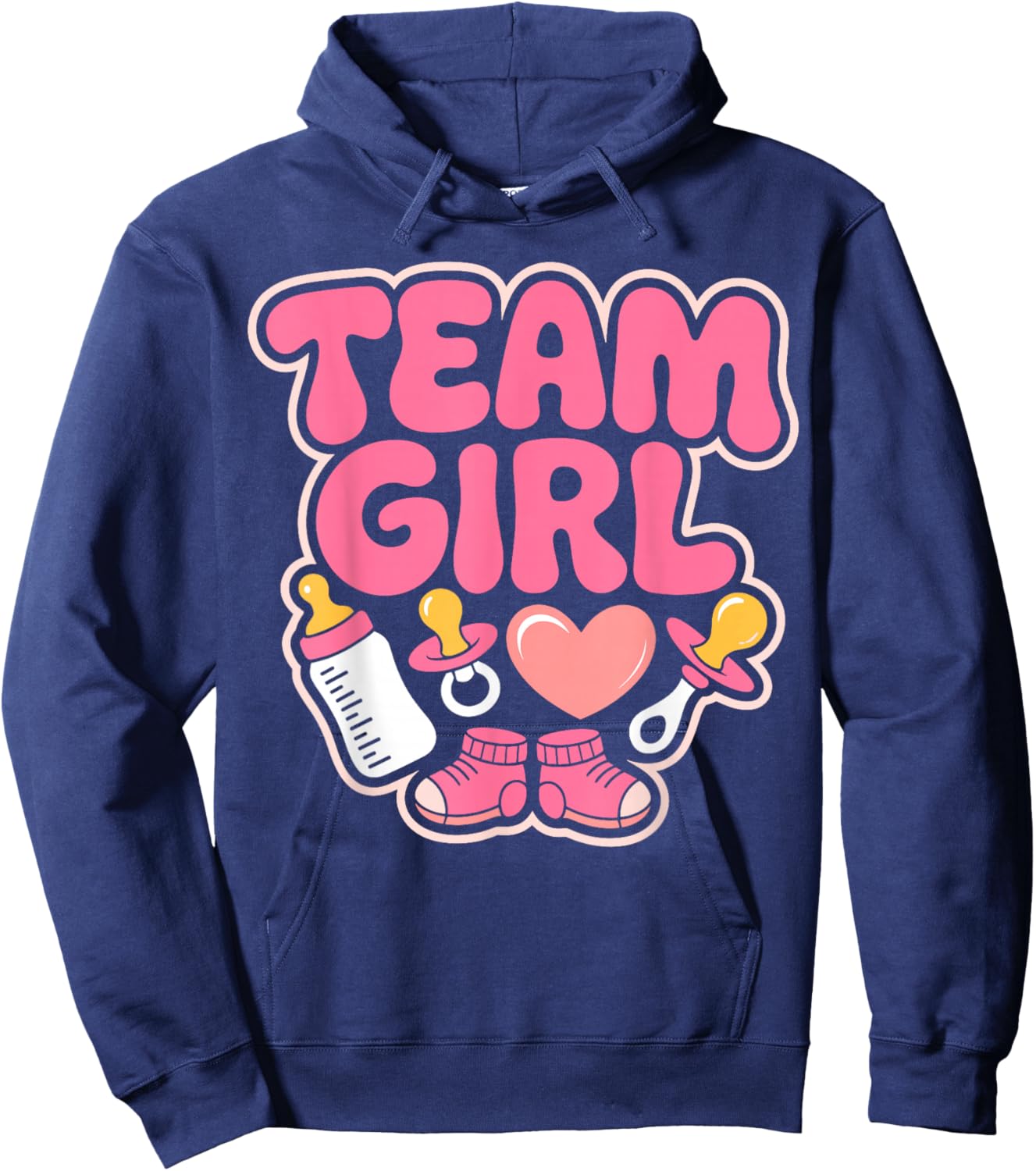 Gender Reveal Party Team Girl Announcement Hoodie - Hoodie | Navy