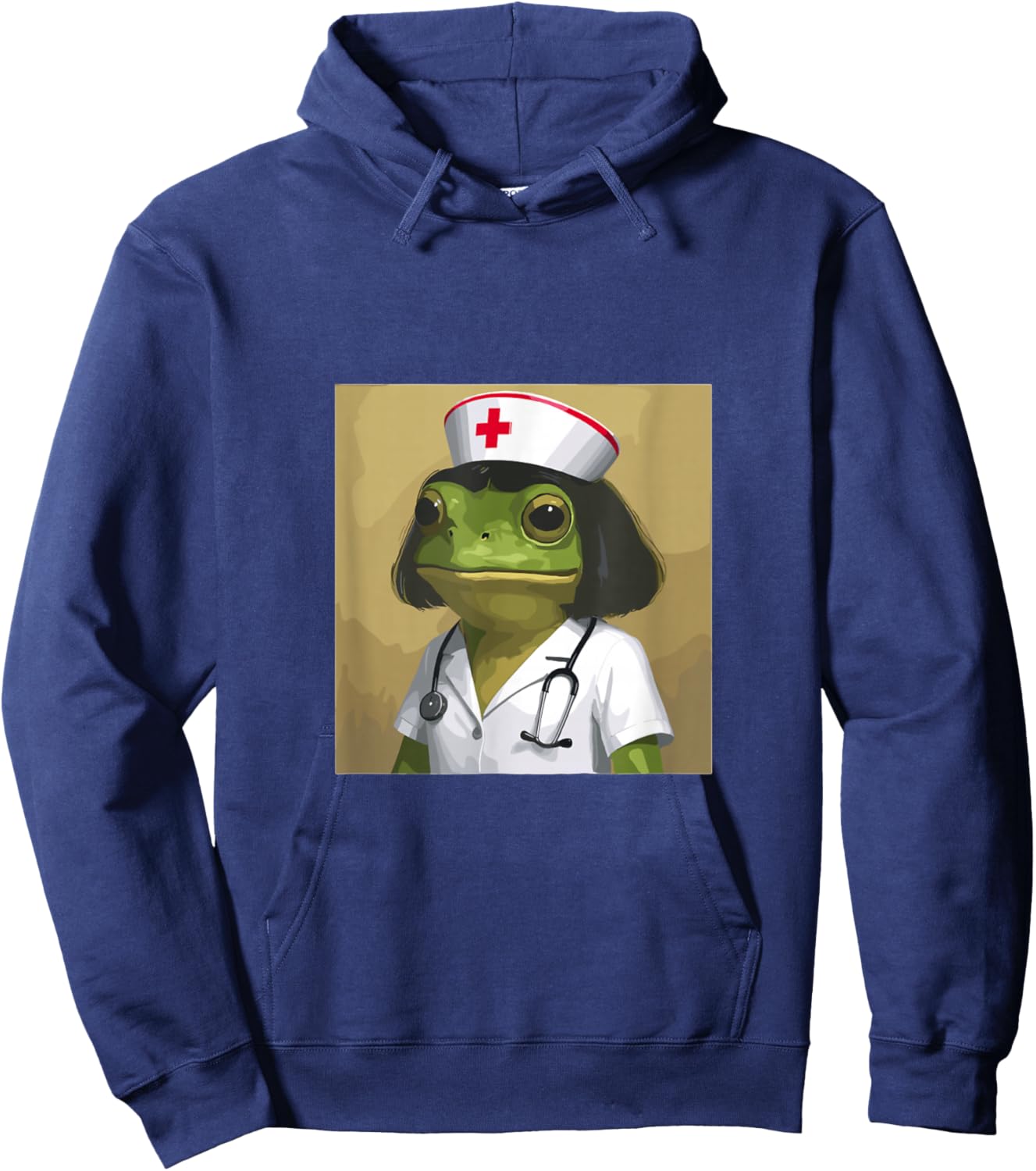 Funny Frog Bob Haircut Meme Funny Nurse Hoodie - Hoodie | Navy