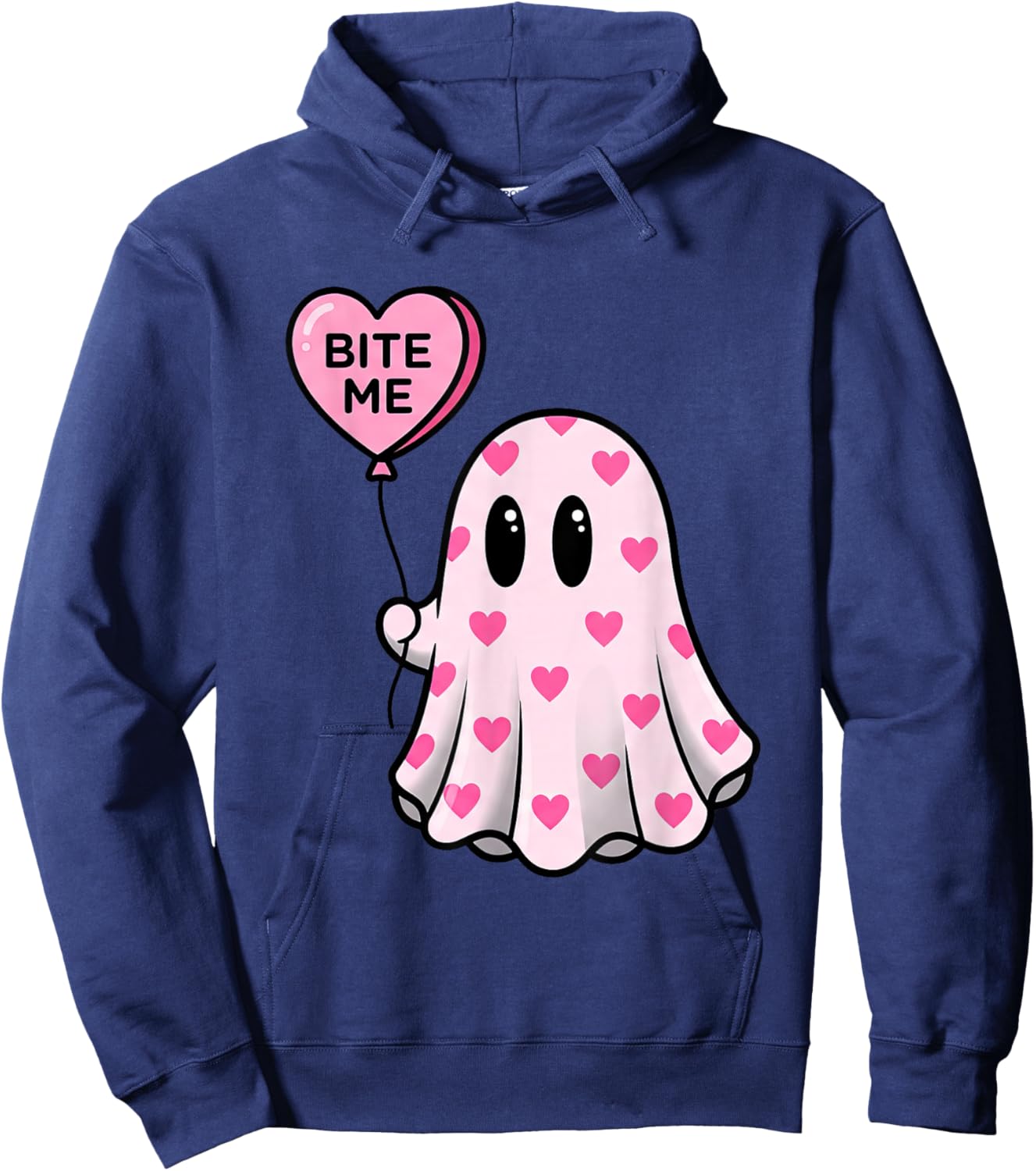 Bite Me Ghost Heart Valentine's Hoodie - Hoodie | Navy