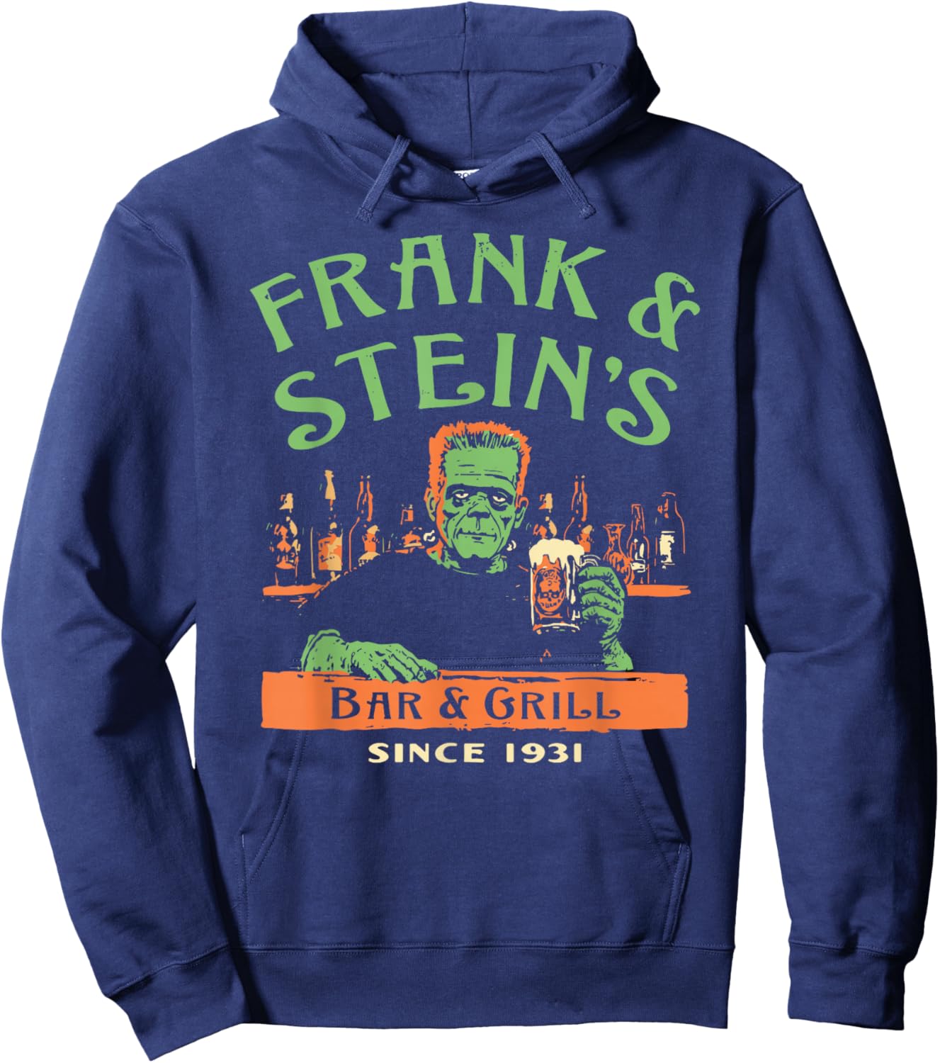 Funny Halloween Frank and Stein's Bar Grill Hoodie - Hoodie | Navy