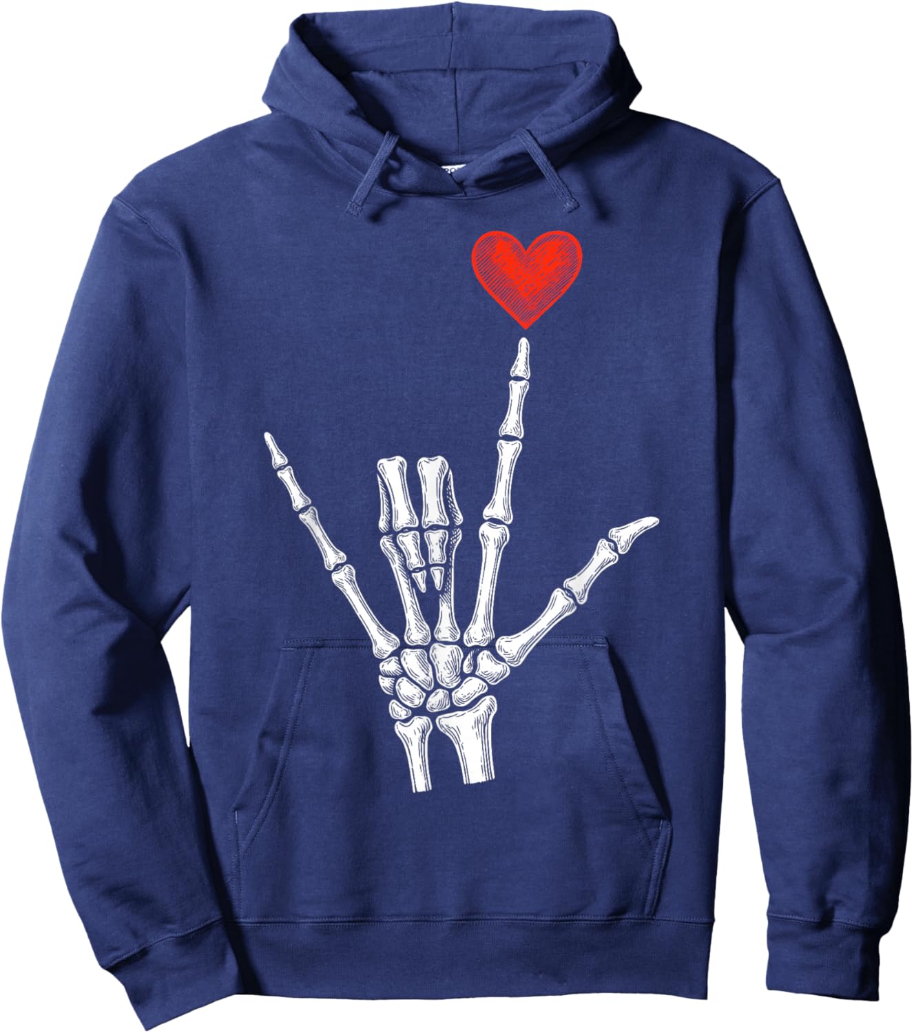 Skeleton Heart Hand Valentines Day Women Hoodie - Hoodie | Navy