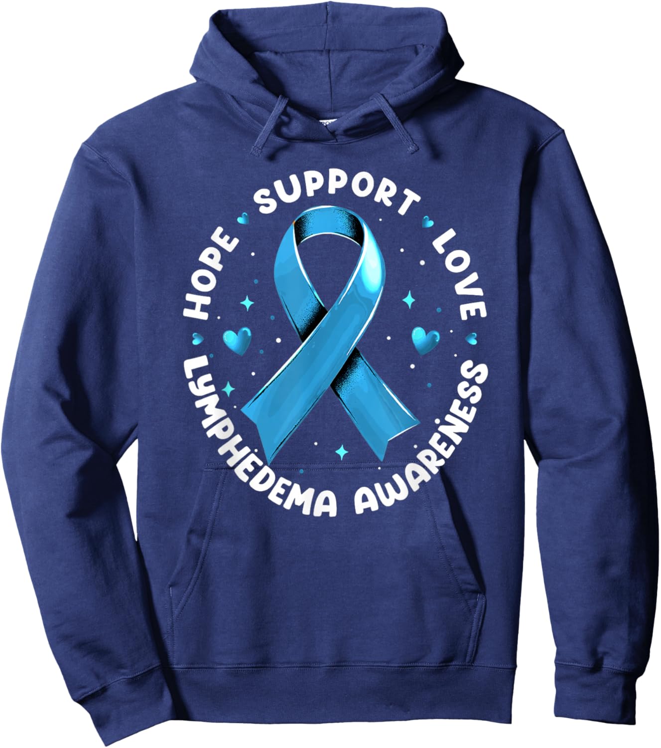 Hope Support Love Lymphedema Awareness Hoodie - Hoodie | Navy