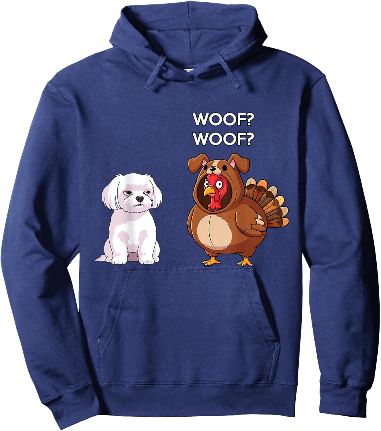 Funny Thanksgiving Maltese and Turkey Hoodie - Hoodie | Navy