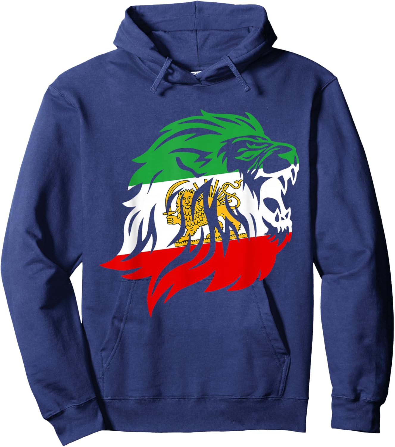 Iran Lion Sun Flag,Iran,Persian,Shir o Khorshid Hoodie - Hoodie | Navy
