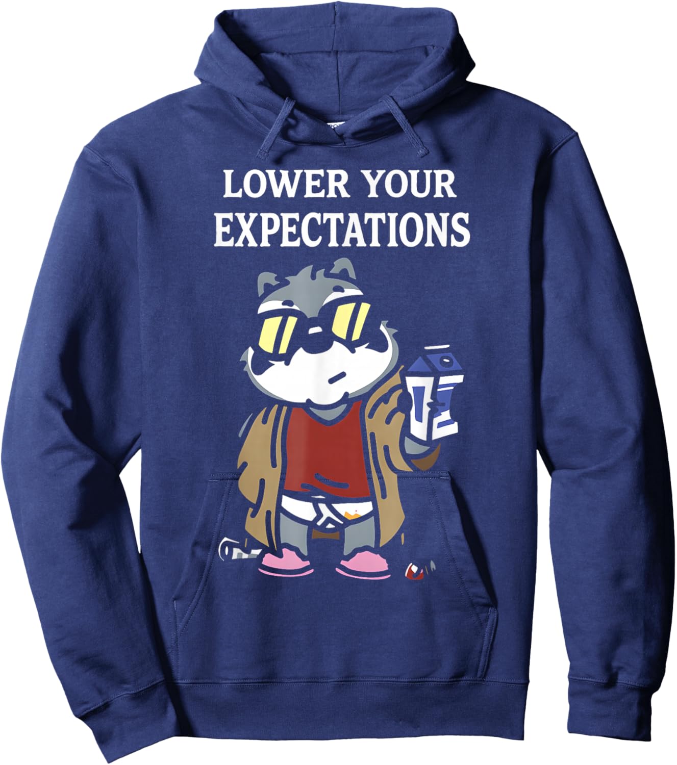 Lower Your Expectations Funny Cartoon Sarcasm Hoodie - Hoodie | Navy