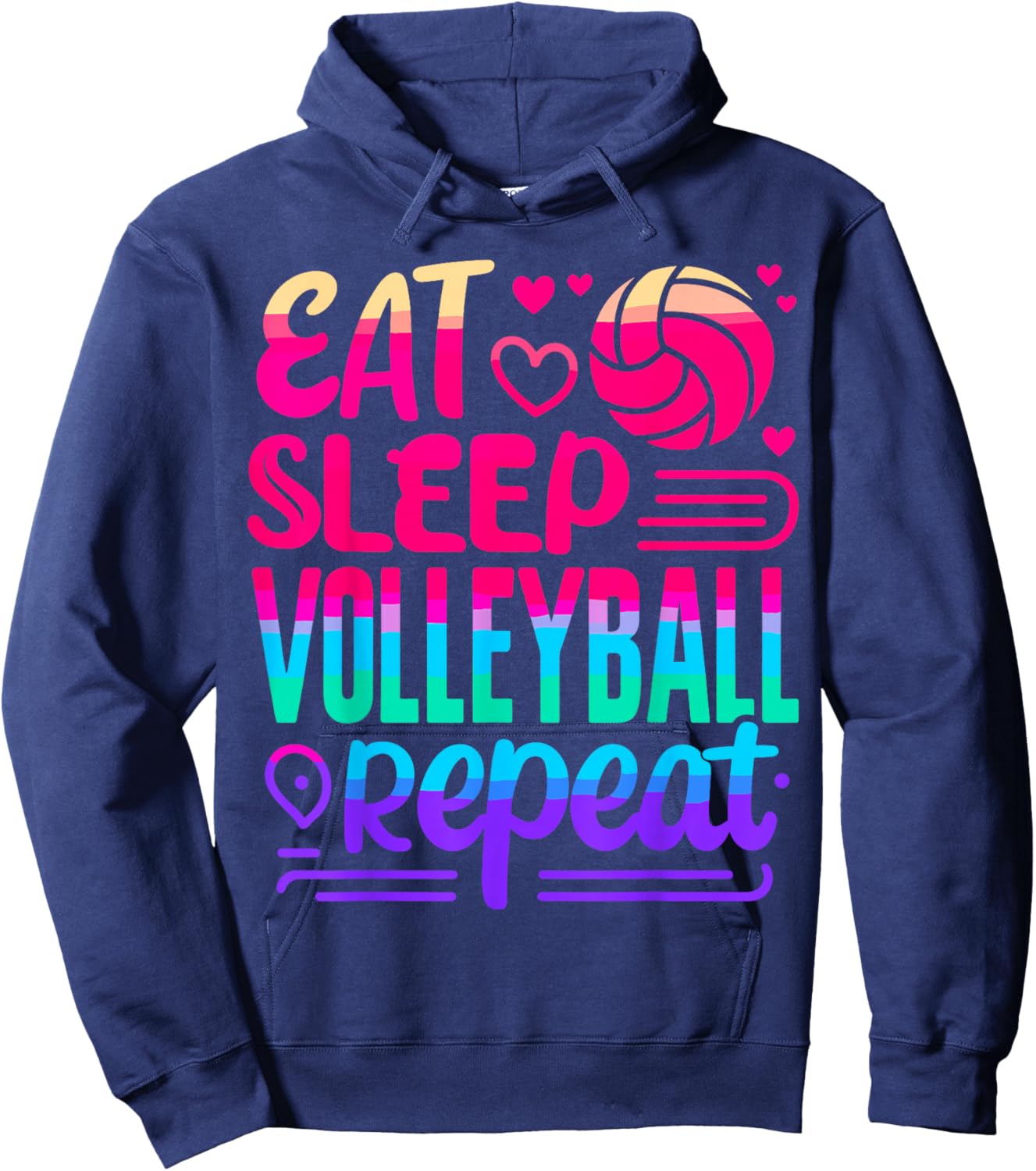 Eat Sleep Volleyball Repeat Volleyball Player Hoodie - Hoodie | Navy