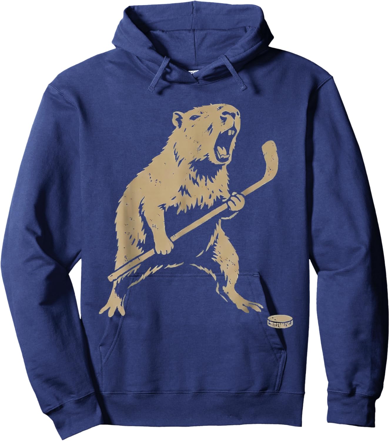 Cute Capybara Ice Hockey Lover Player Funny Hoodie - Hoodie | Navy