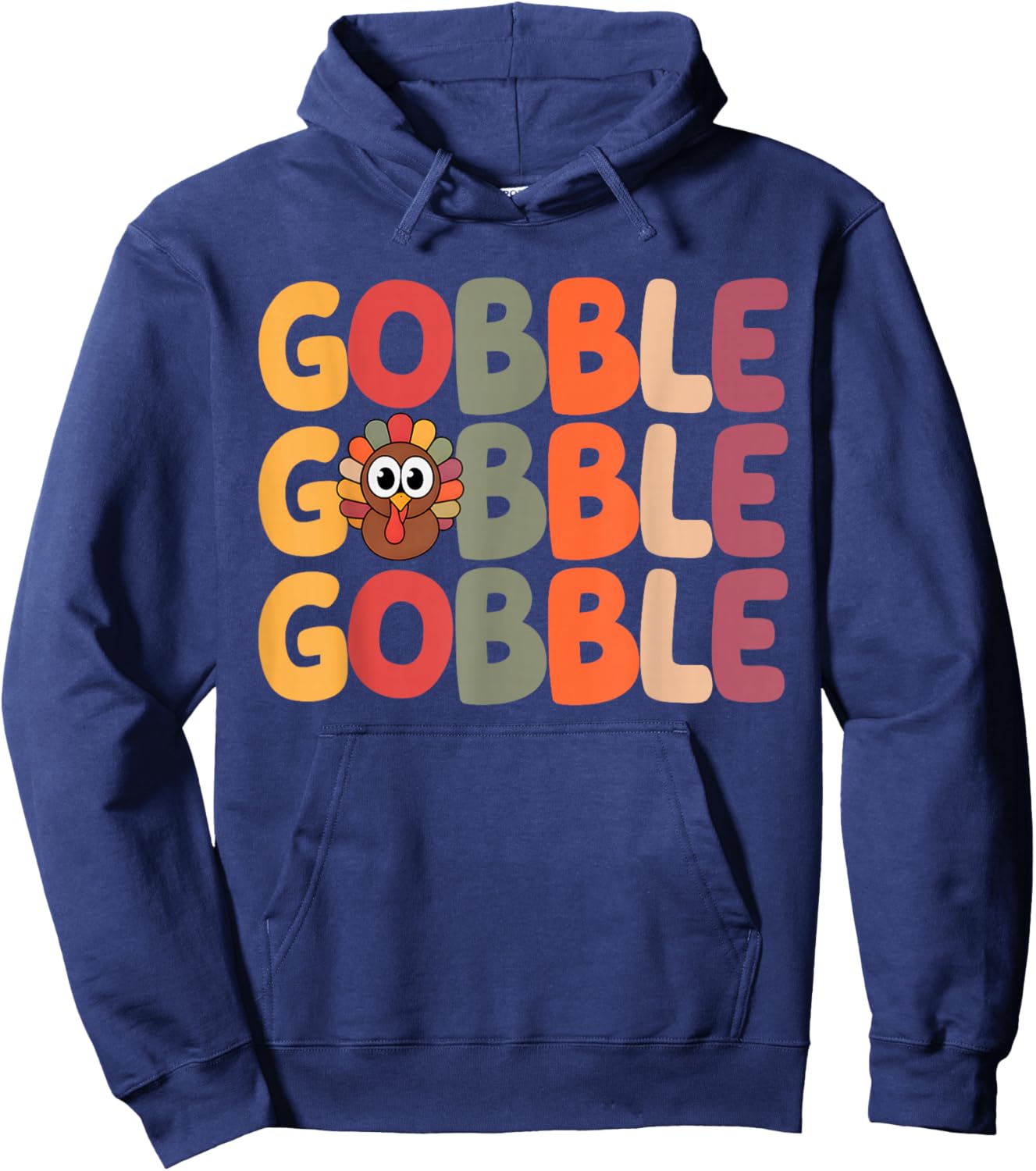 Cute Gobble Gobble Turkey Thanksgiving Hoodie - Hoodie | Navy