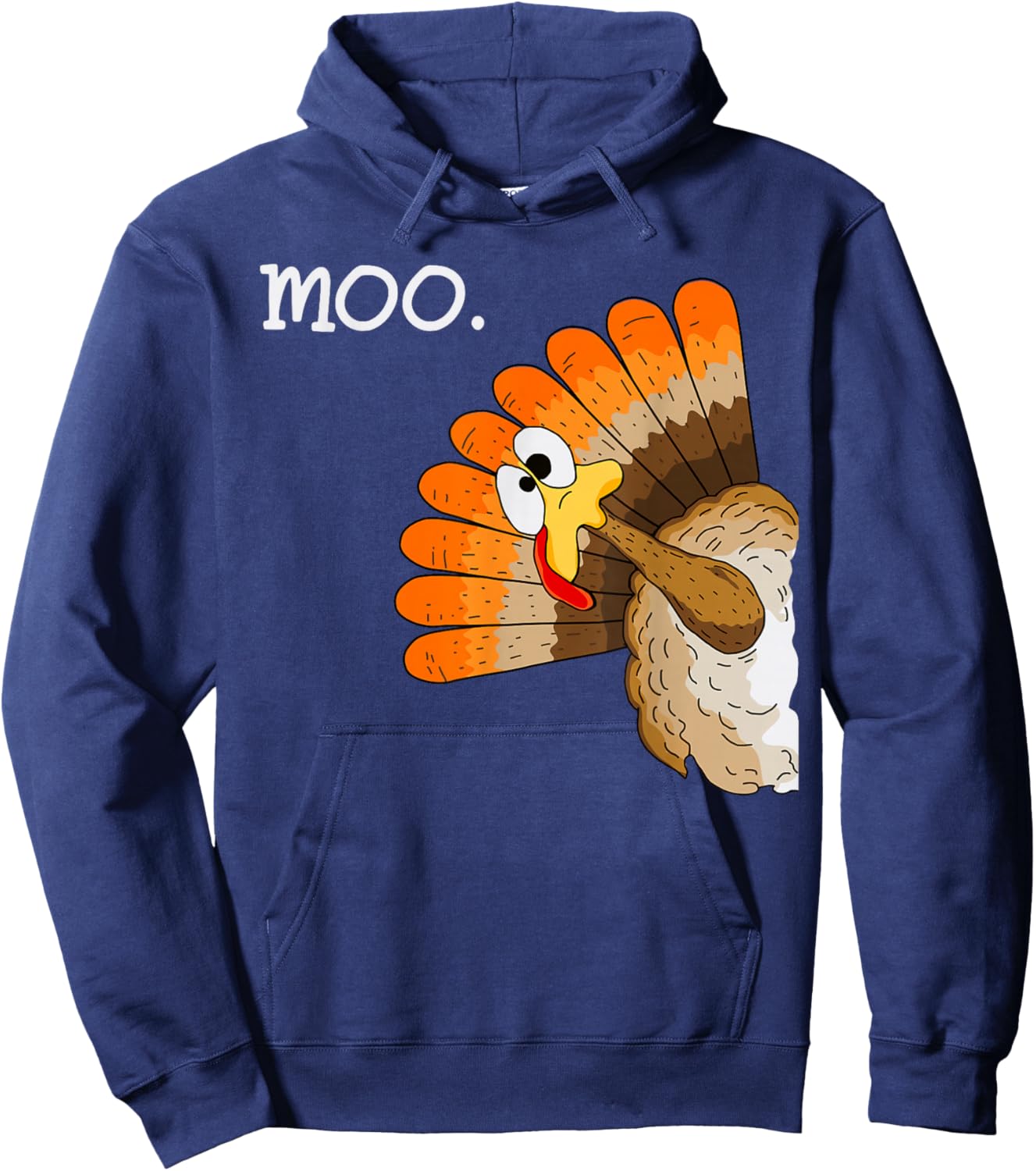 Turkey moo Funny Thanksgiving Hoodie - Hoodie | Navy