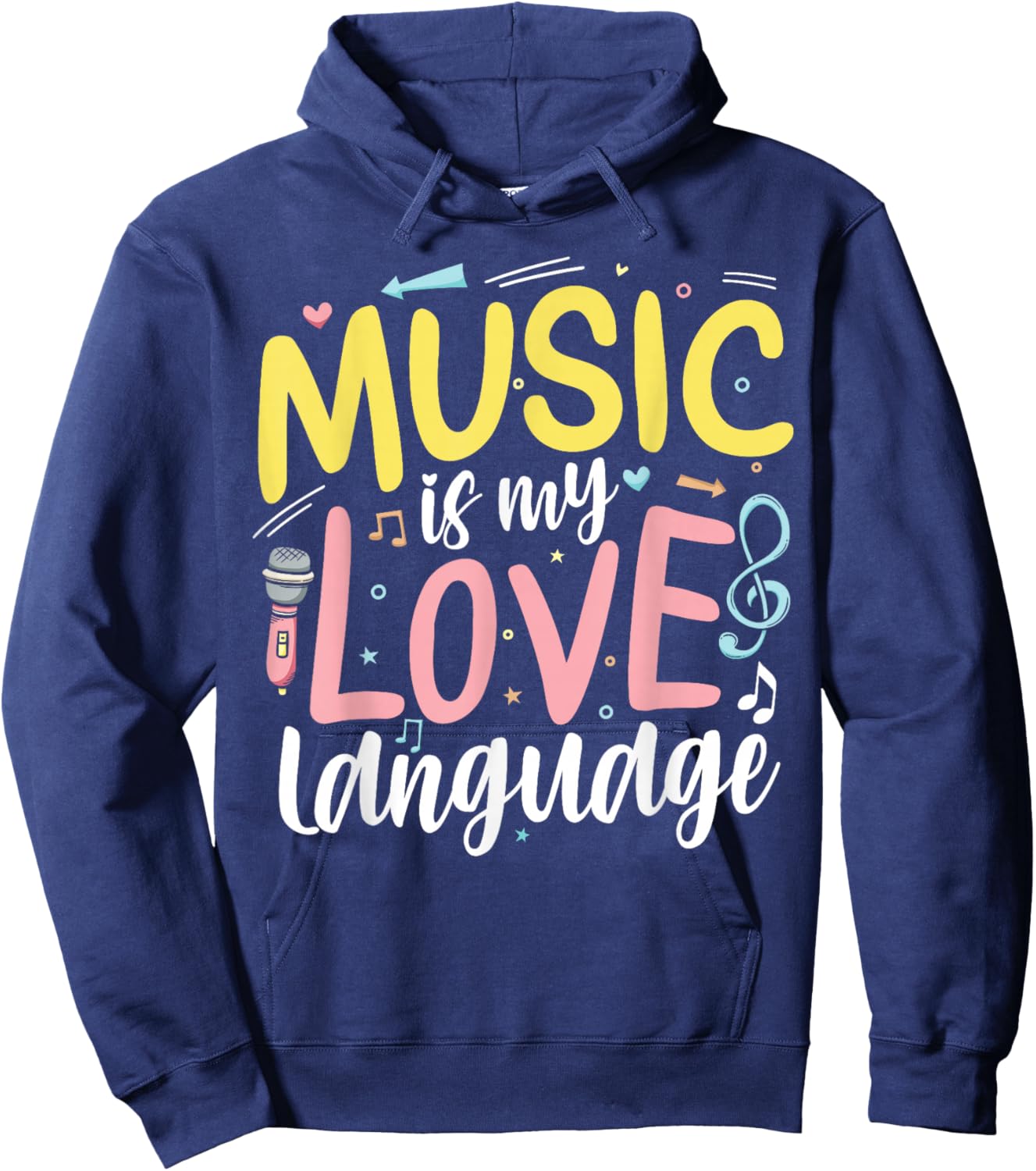 Music is My Love Language Notes Melody Hoodie - Hoodie | Navy