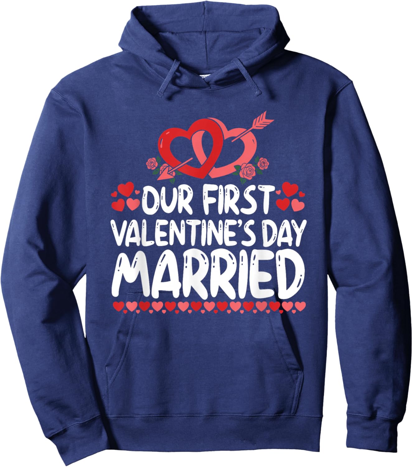 Our First Valentines Married Husband Wife Hoodie - Hoodie | Navy
