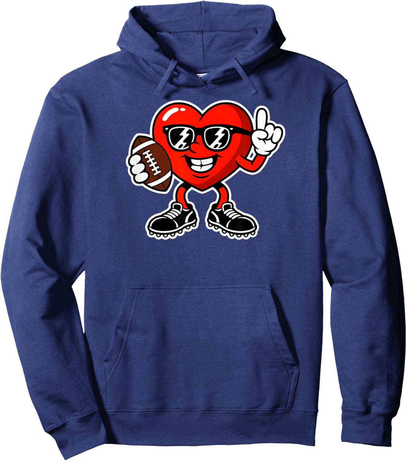 Valentine Heart Playing Football Hoodie - Hoodie | Navy