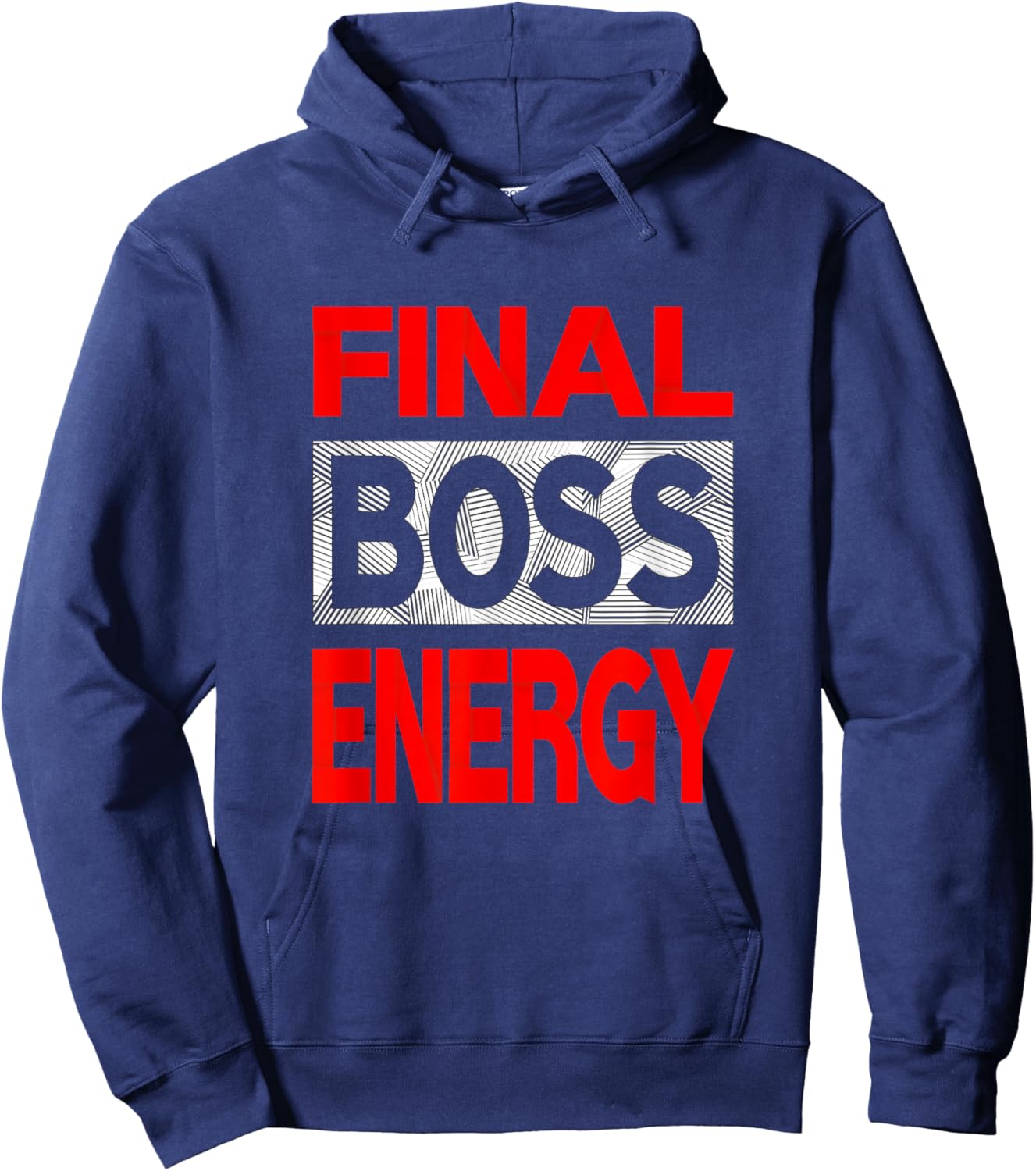 Red Color Final-Boss-Energy Red Graphic Hoodie - Hoodie | Navy