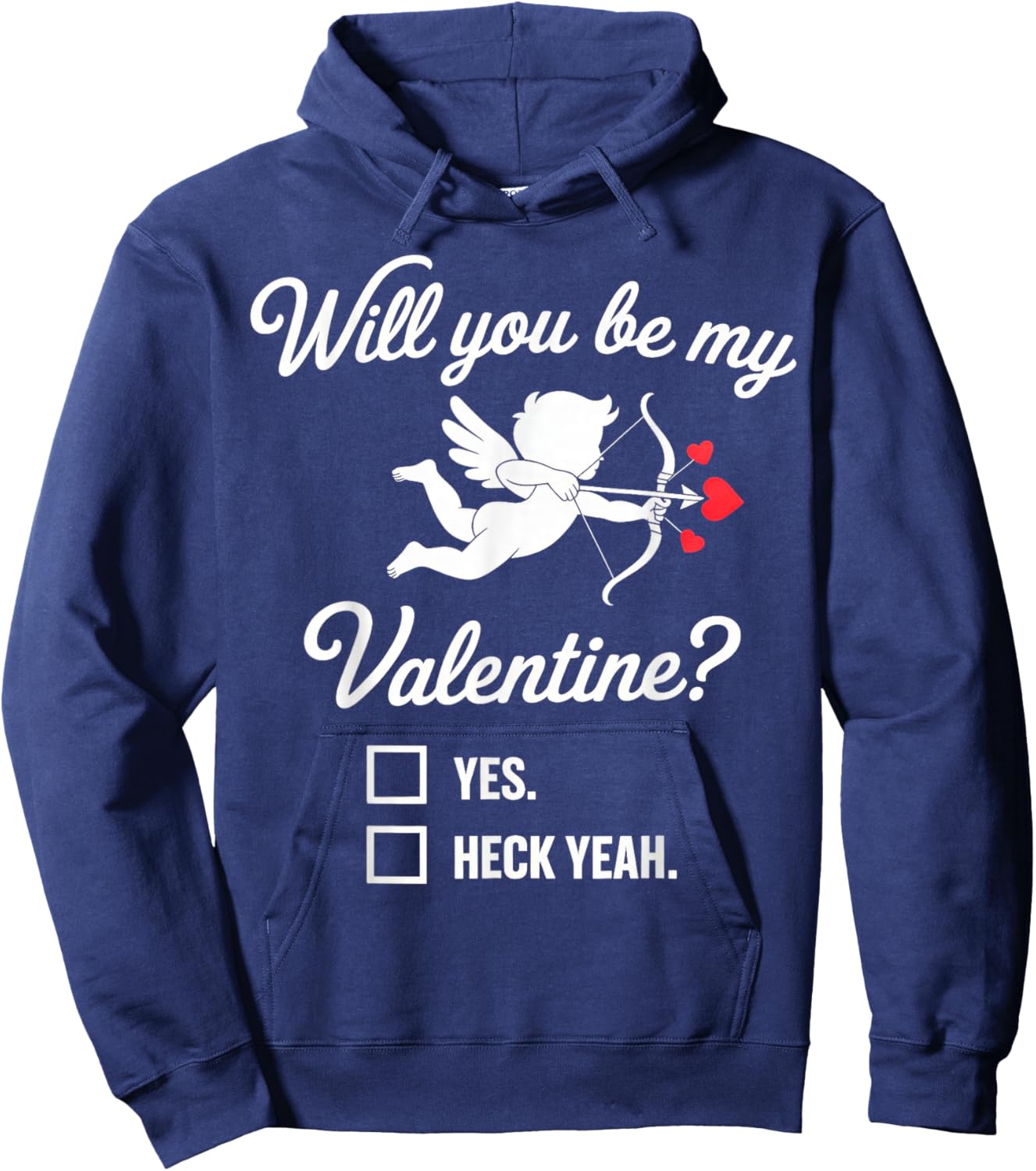 Will You be My Valentine, Heart Cupid Hoodie - Hoodie | Navy