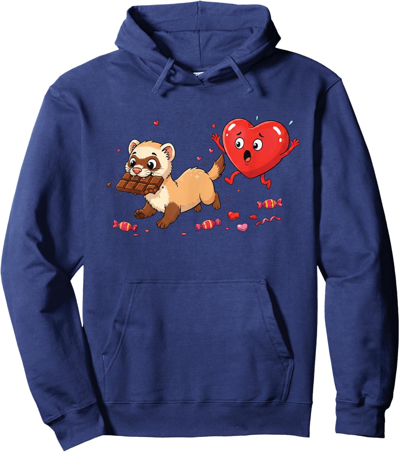Funny Ferret Heart Chocolate Valentine Kids Hoodie - Hoodie | Navy