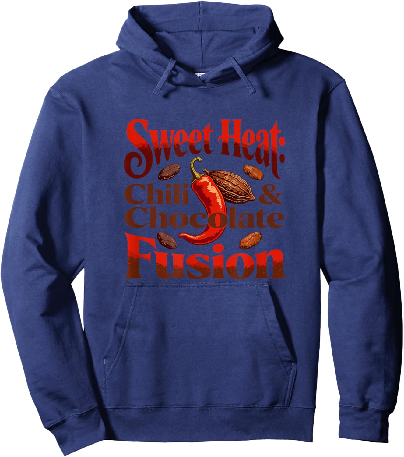 Sweet Heat Chili and Chocolate Fusion Food Art Hoodie - Hoodie | Navy