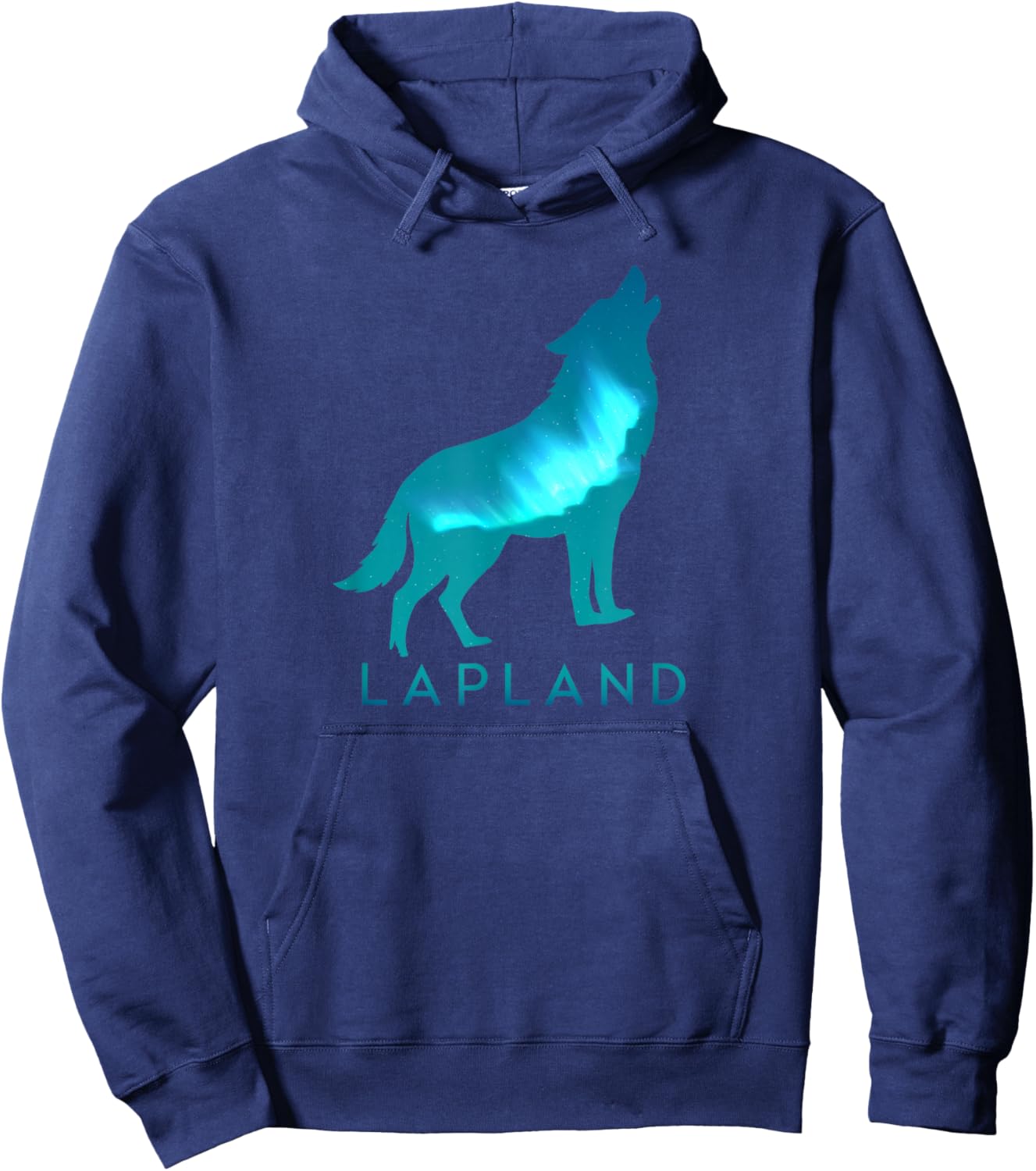 Lapland Finland Wolf Borealis Graphic Hoodie - Hoodie | Navy