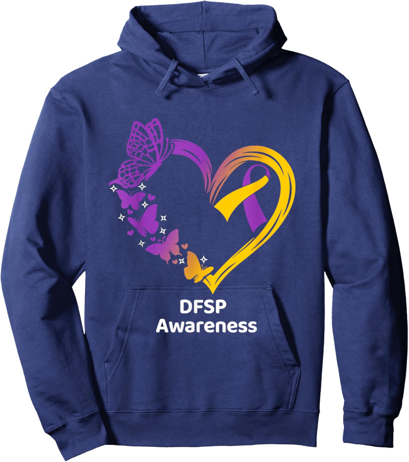 DFSP Awareness Heart Butterfly with Ribbon Hoodie - Hoodie | Navy