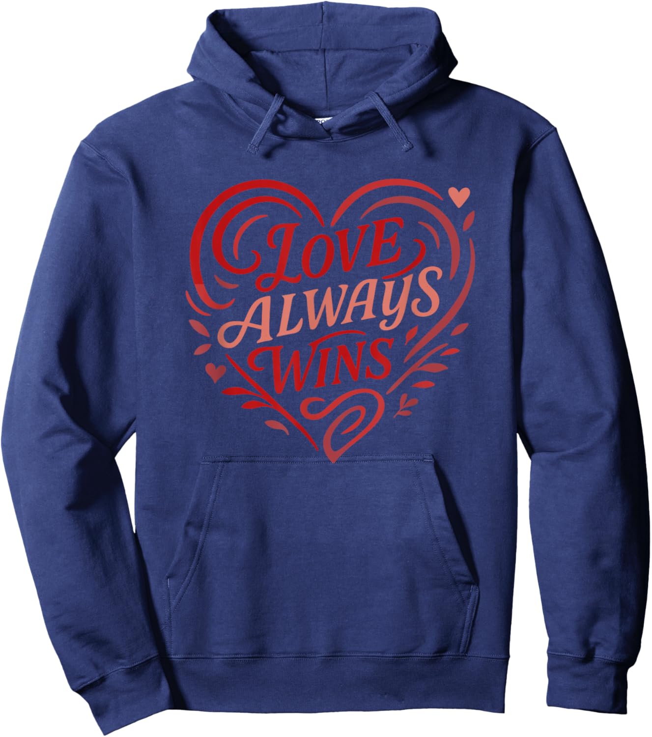 Love Always Wins Heart Pride Equality Message Hoodie - Hoodie | Navy