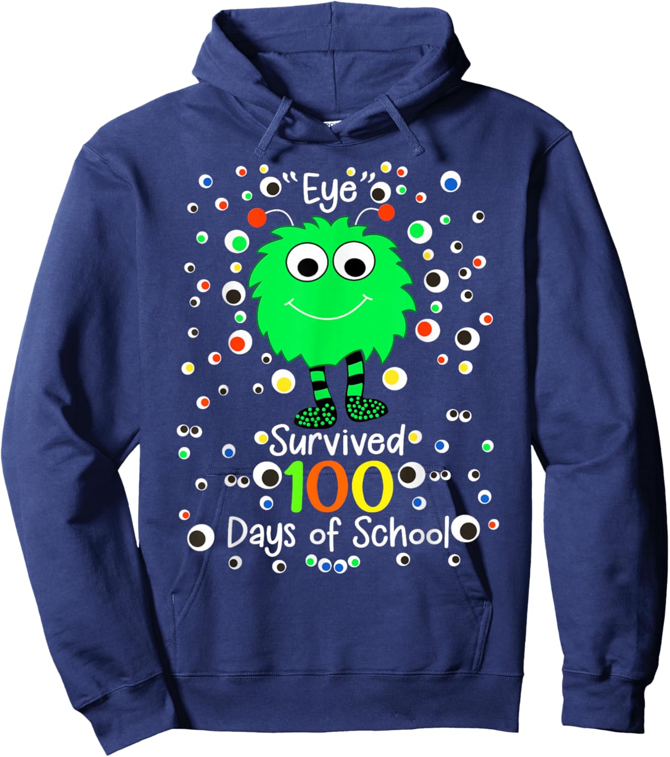 Eye Survived 100th Days of School Monster Hoodie - Hoodie | Navy