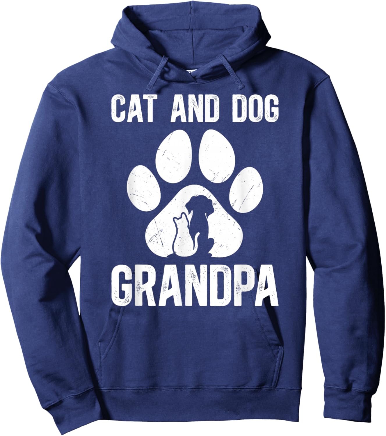 Cat and Dog Grandpa Proud Dog and Cat Owner Hoodie - Hoodie | Navy