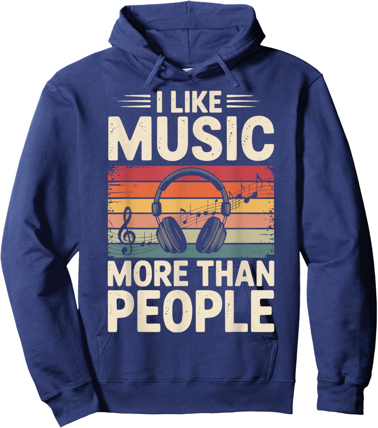 I Like Music More Than People Hoodie - Hoodie | Navy