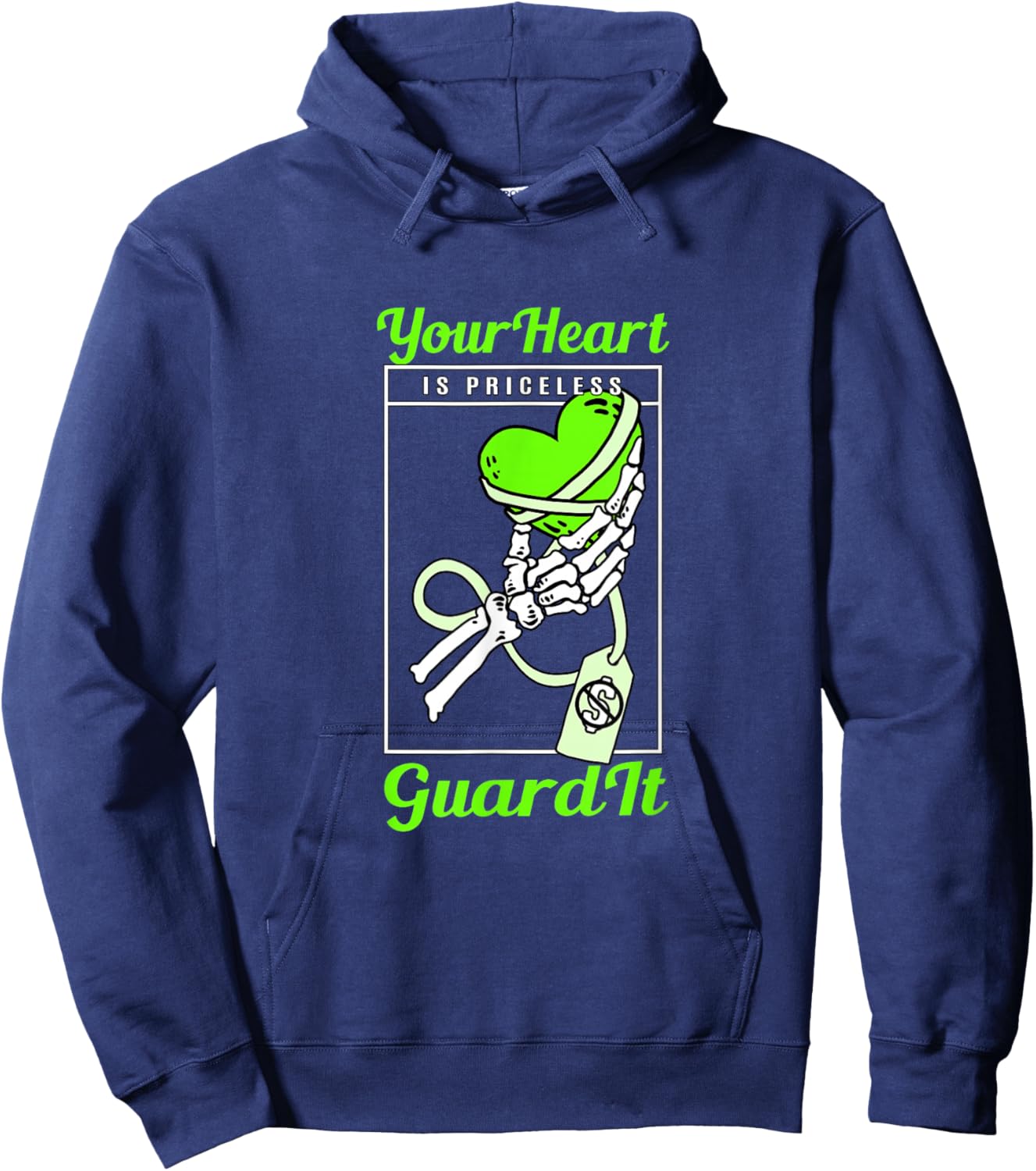 Green Color Priceless Heart Green Graphic Hoodie - Hoodie | Navy