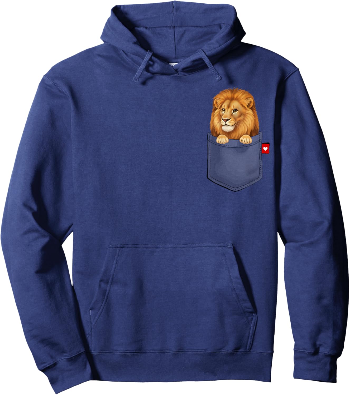Lion in Pocket Peeking Cute Animal Lion Hoodie - Hoodie | Navy