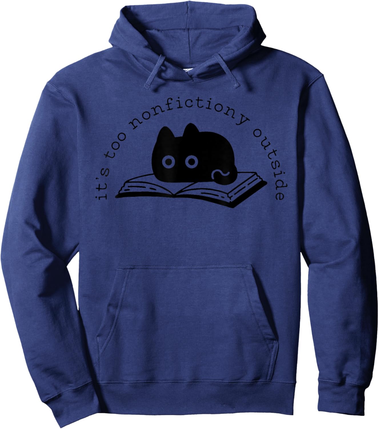 Too Nonfictiony Outside Cat Book Hoodie - Hoodie | Navy