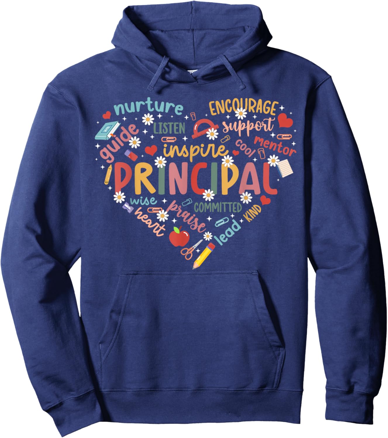 Principal Appreciation Heart School Principal Hoodie - Hoodie | Navy