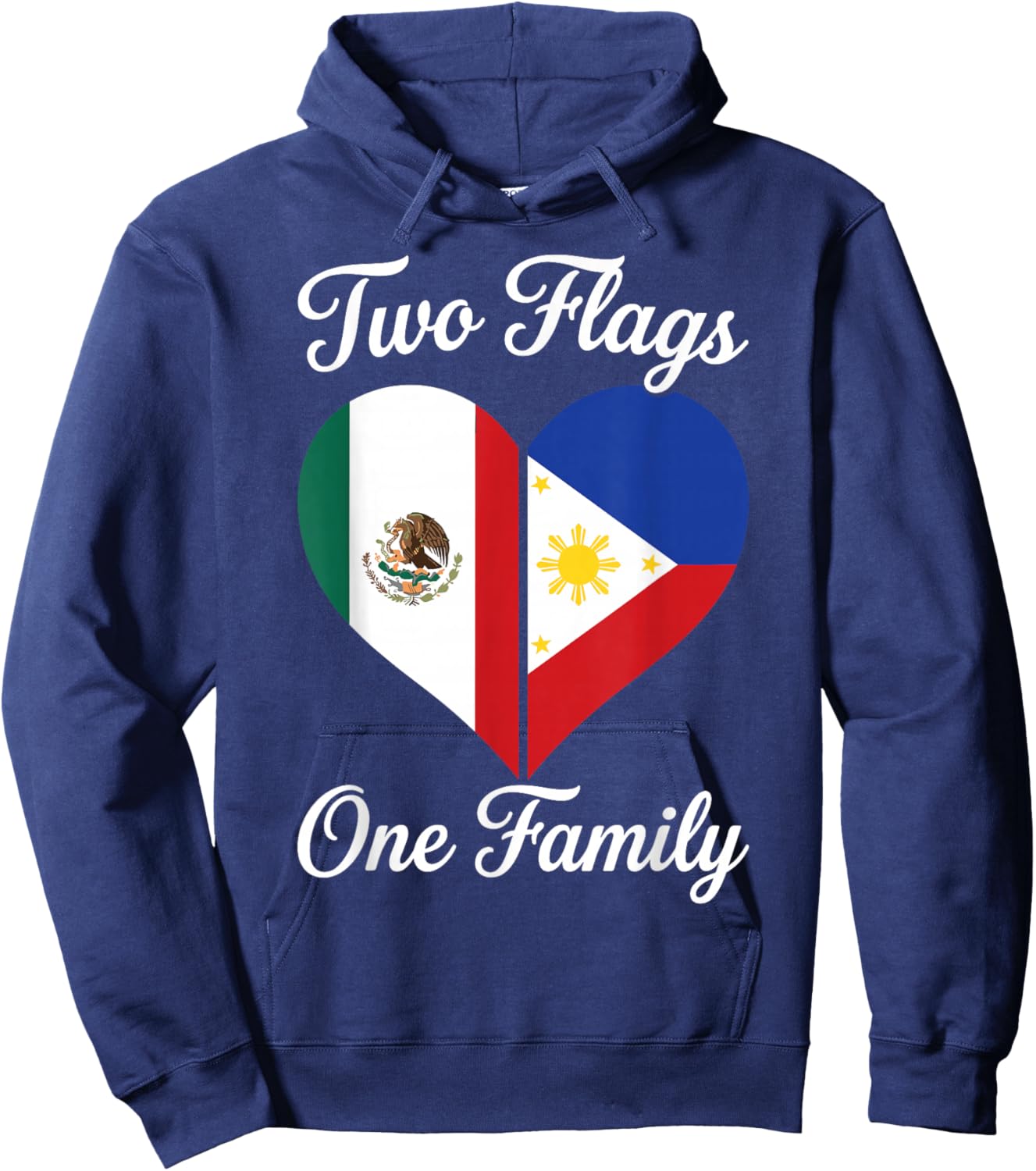 Mexipino, Two Flags One Family, Proud Mexipino Hoodie - Hoodie | Navy