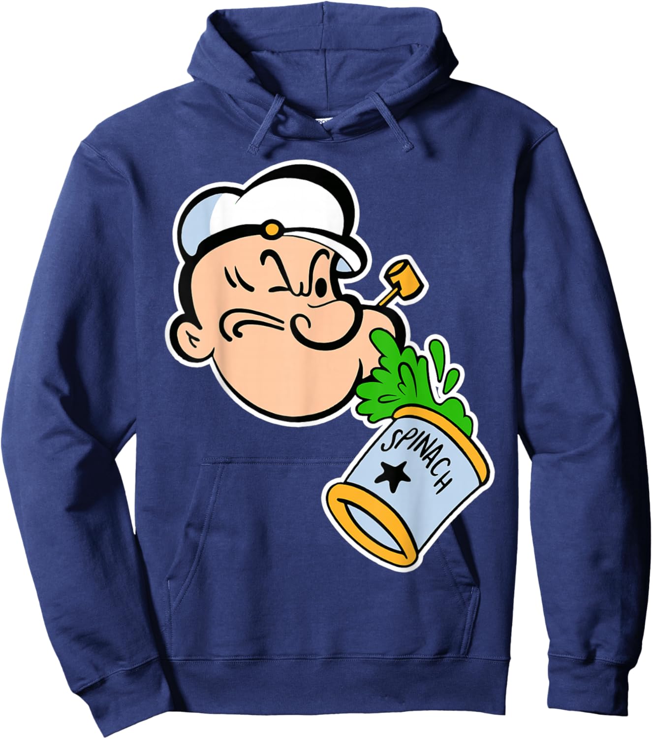 Vintage Pop Eye Spinach Can Hoodie - Hoodie | Navy