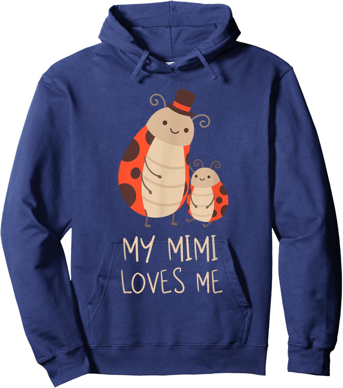 Cute Baby & Grandma My Mimi Loves Me Ladybug Hoodie - Hoodie | Navy