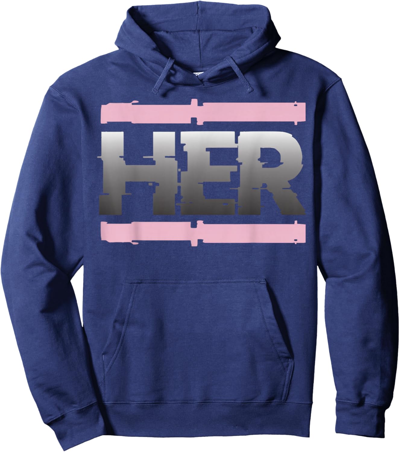 Pink Foam Black White Graphic Match Hoodie - Hoodie | Navy