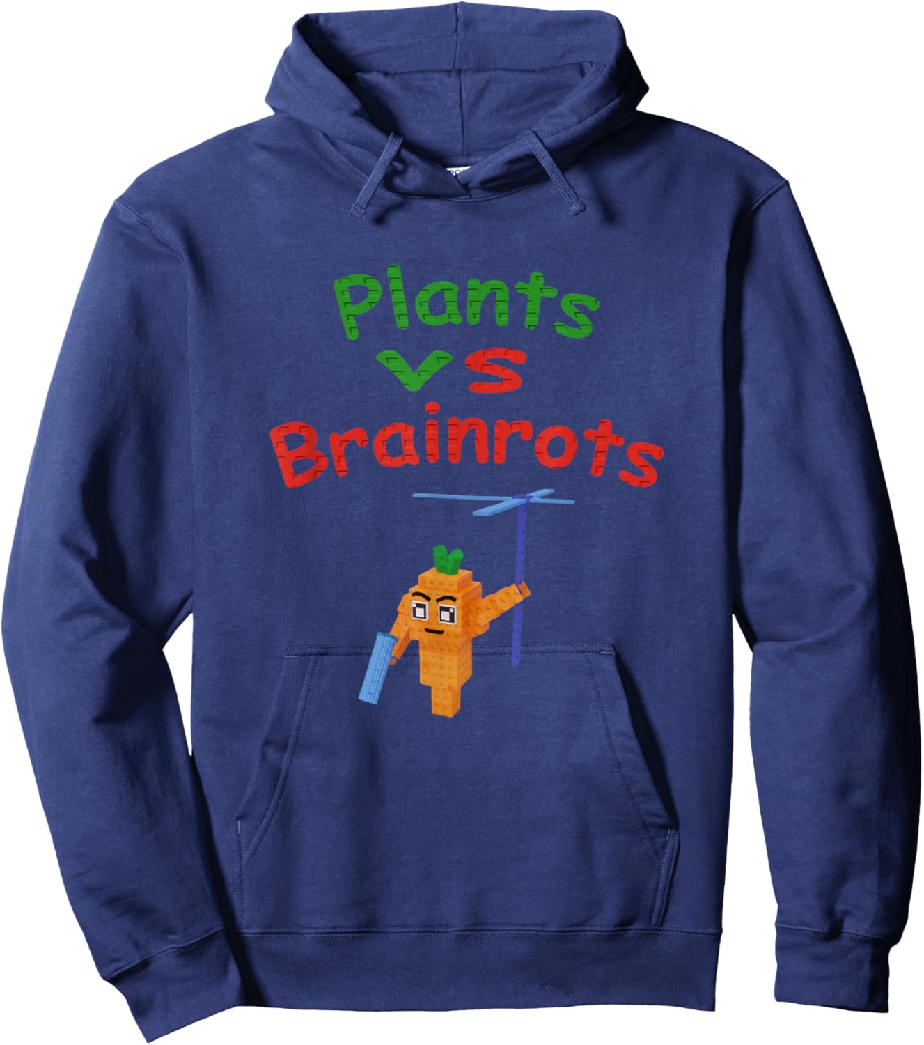 Plants vs Brainrots Funny Mr Carrot Gamer Hoodie - Hoodie | Navy