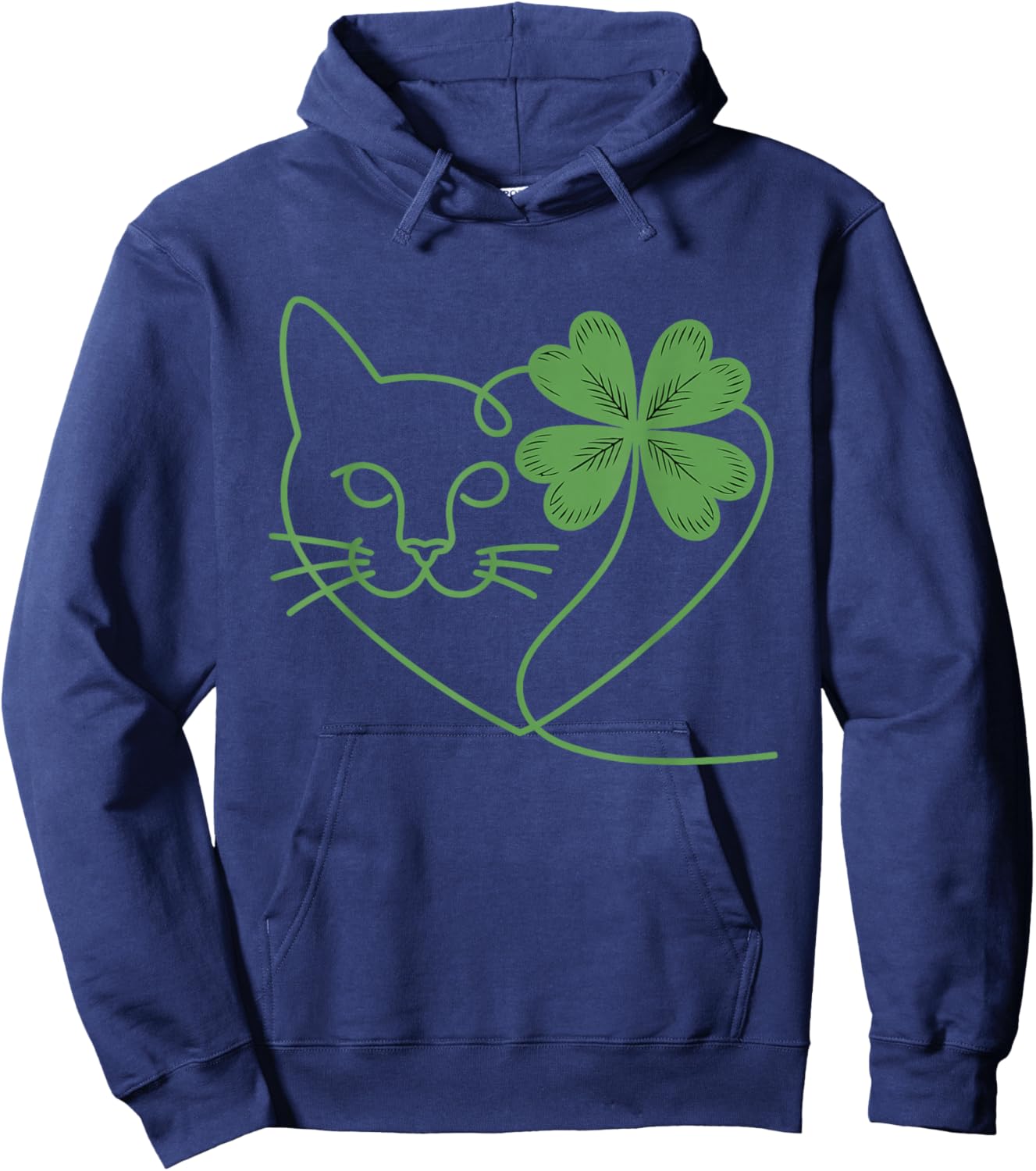 Cat Silhouette Shamrock St Patricks Day Kitten Hoodie - Hoodie | Navy