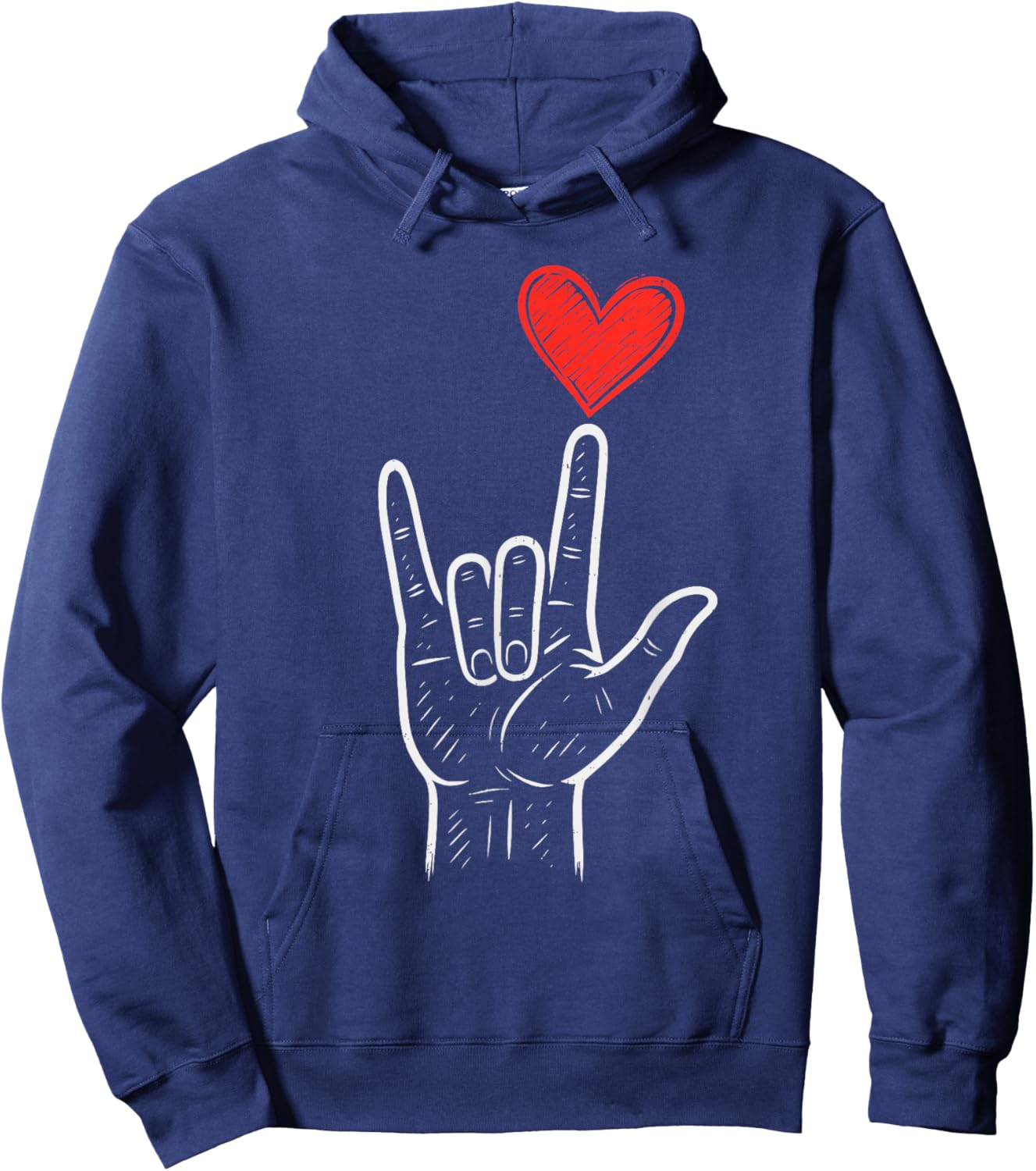 ASL Love Hand Sign Heart Valentines Day Kids Hoodie - Hoodie | Navy