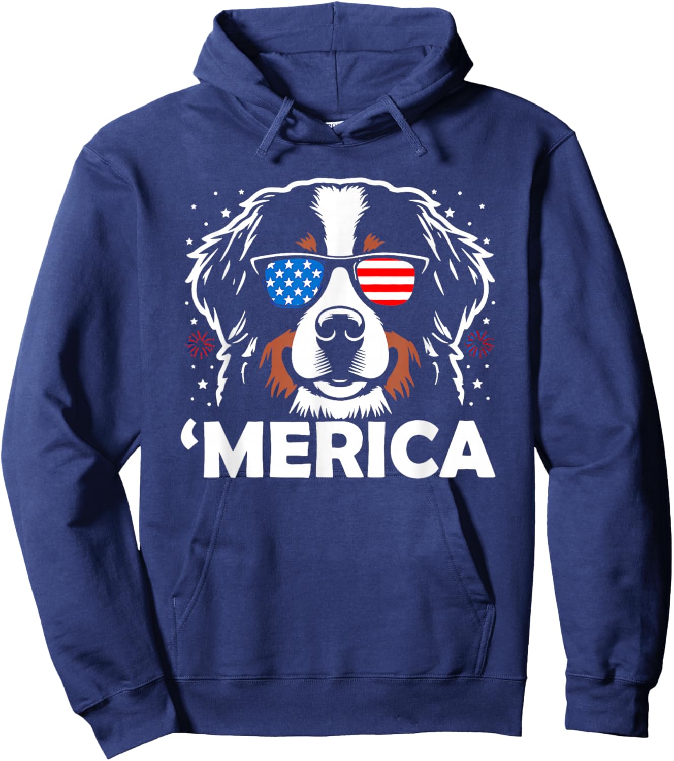 Merica Bernese Mountain Dog 4th of July Hoodie - Hoodie | Navy
