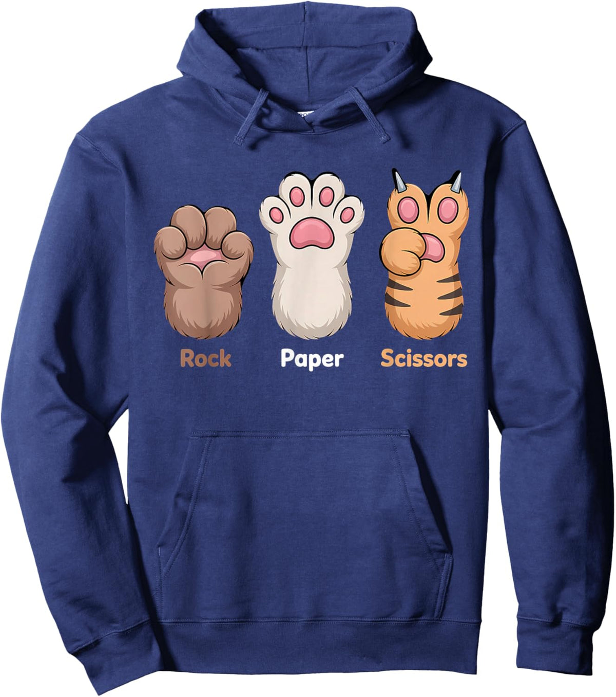 Rock Paper Scissors Hand Game Funny Animal Paw Hoodie - Hoodie | Navy