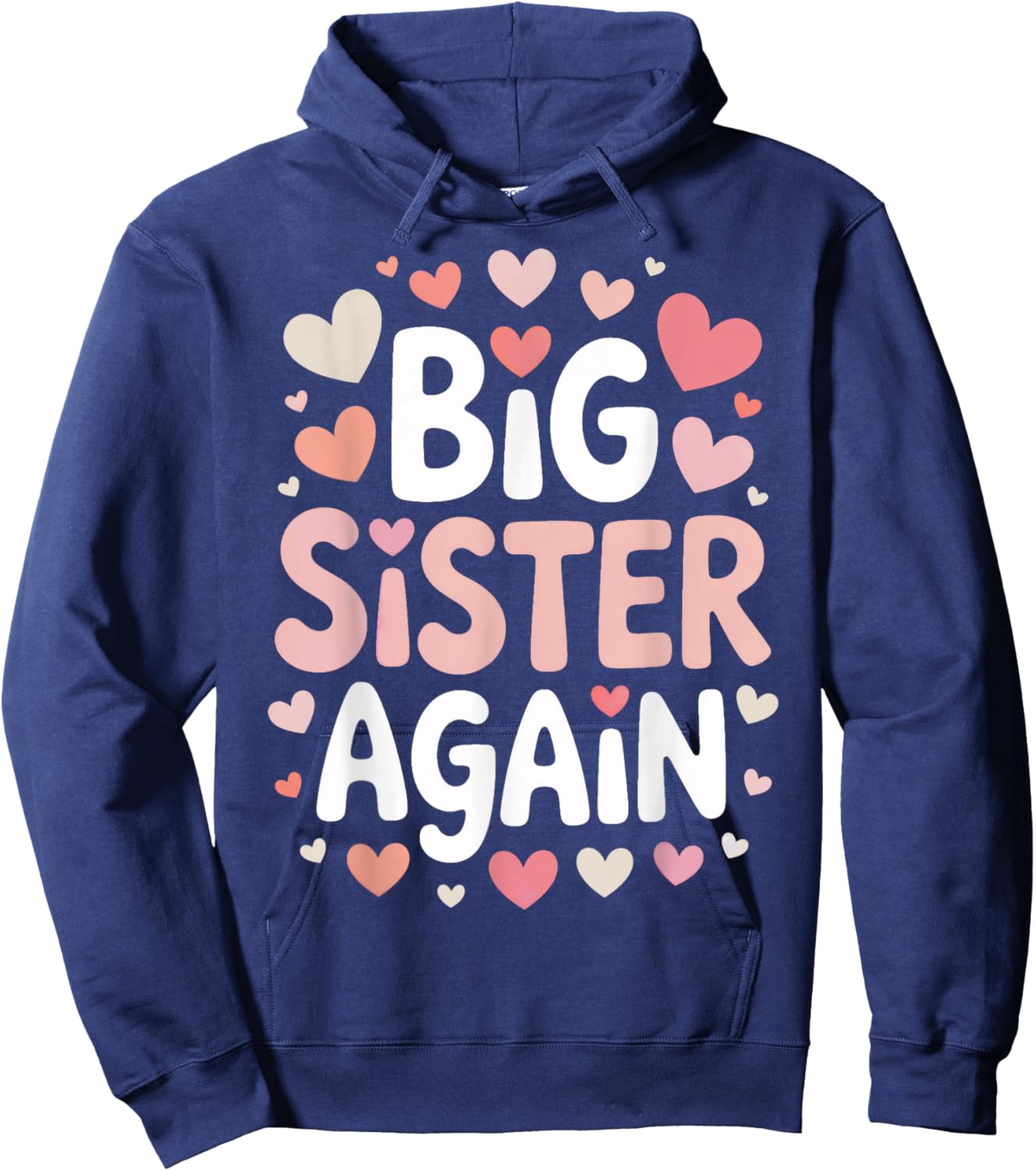 Big Sister Again Announcement Pregnancy Reveal Hoodie - Hoodie | Navy