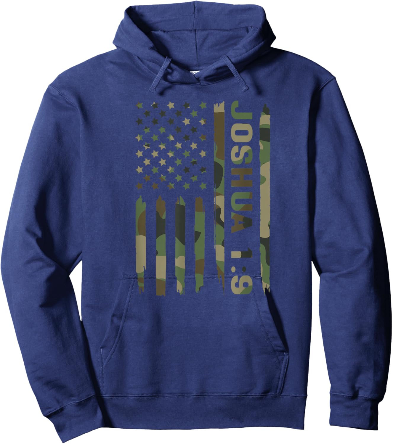 Christian Military Camo Bible Scripture Graphic Hoodie - Hoodie | Navy