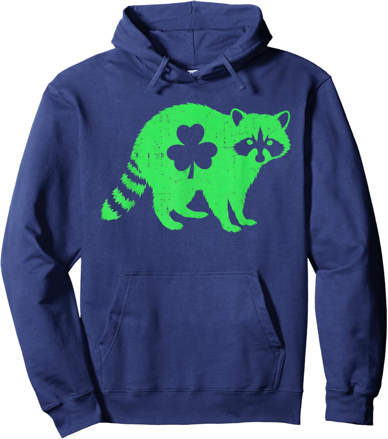 St Patricks Day Raccoon Shamrock Hoodie - Hoodie | Navy