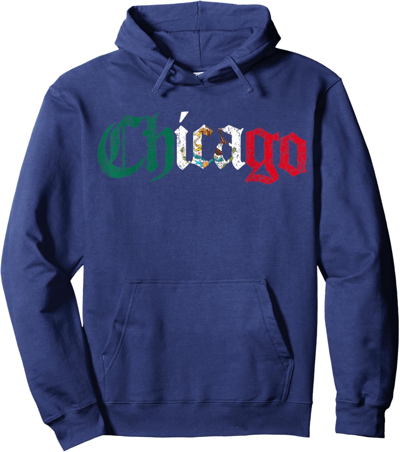 Vintage Chicago Mexican Flag Mexico Hoodie - Hoodie | Navy