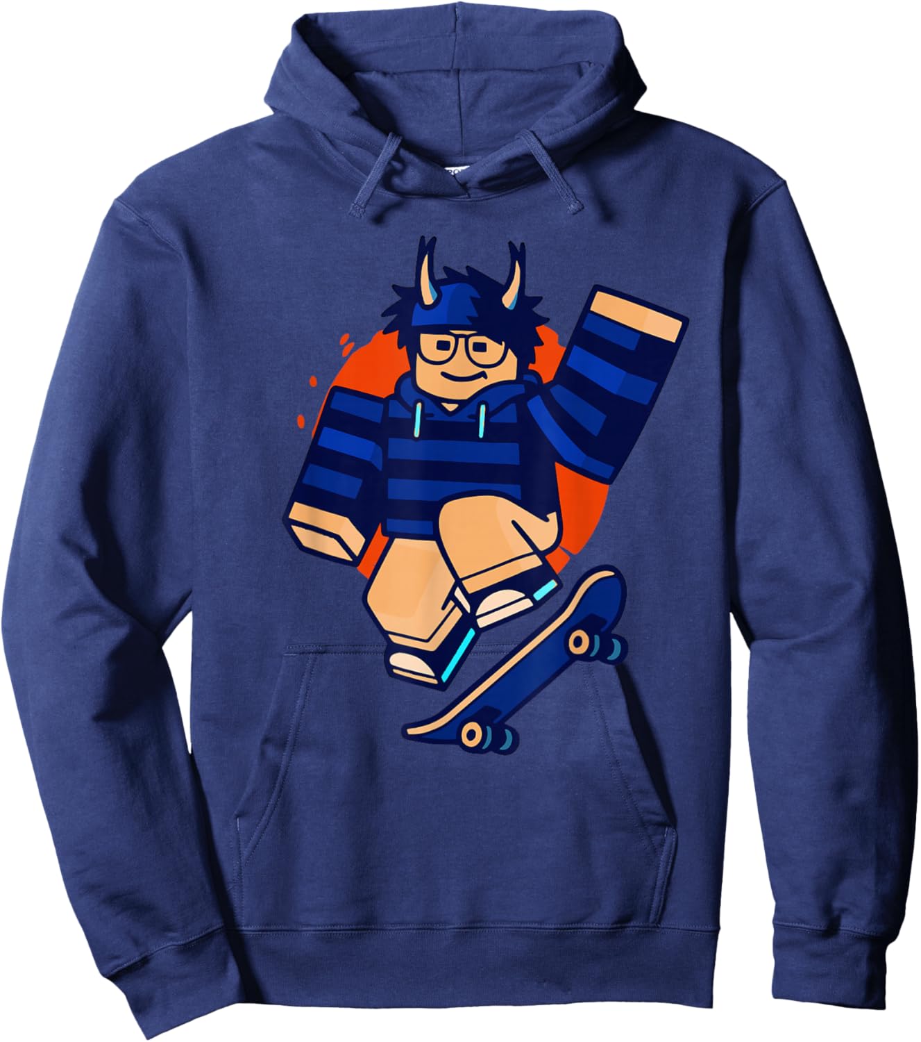 Blox Noob Skater Funny Meme Gamer Skateboarding Hoodie - Hoodie | Navy