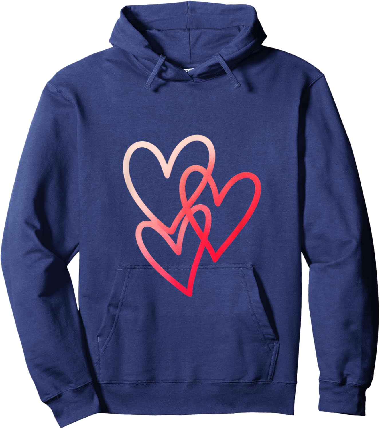 Heart Overlap - Valentines Day Love Design Hoodie - Hoodie | Navy