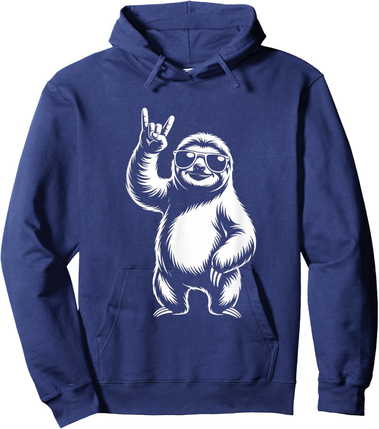 Funny Retro Sloth Rock Music Animal Lover Gifts Hoodie - Hoodie | Navy